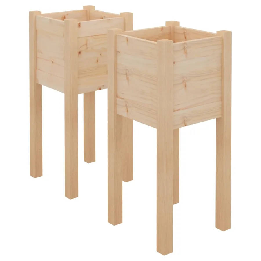 Jardinières d'extérieur 2 pcs 31x31x70 cm bois de pin massif - 2