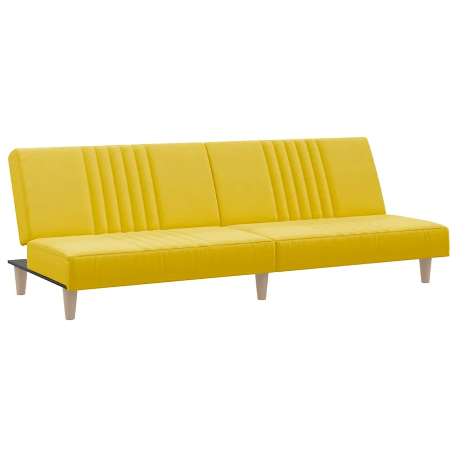 Canapé-lit jaune clair tissu - 2