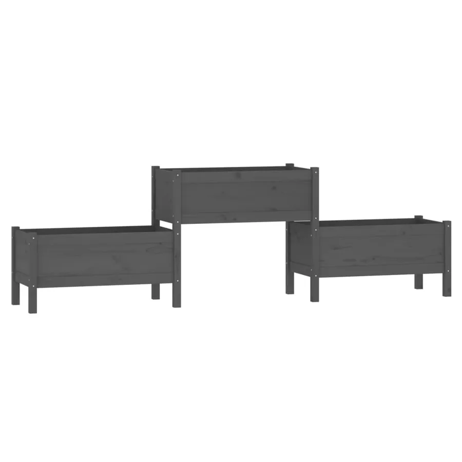 Jardinière Gris 245,5x44x75 cm Bois massif de pin - 2
