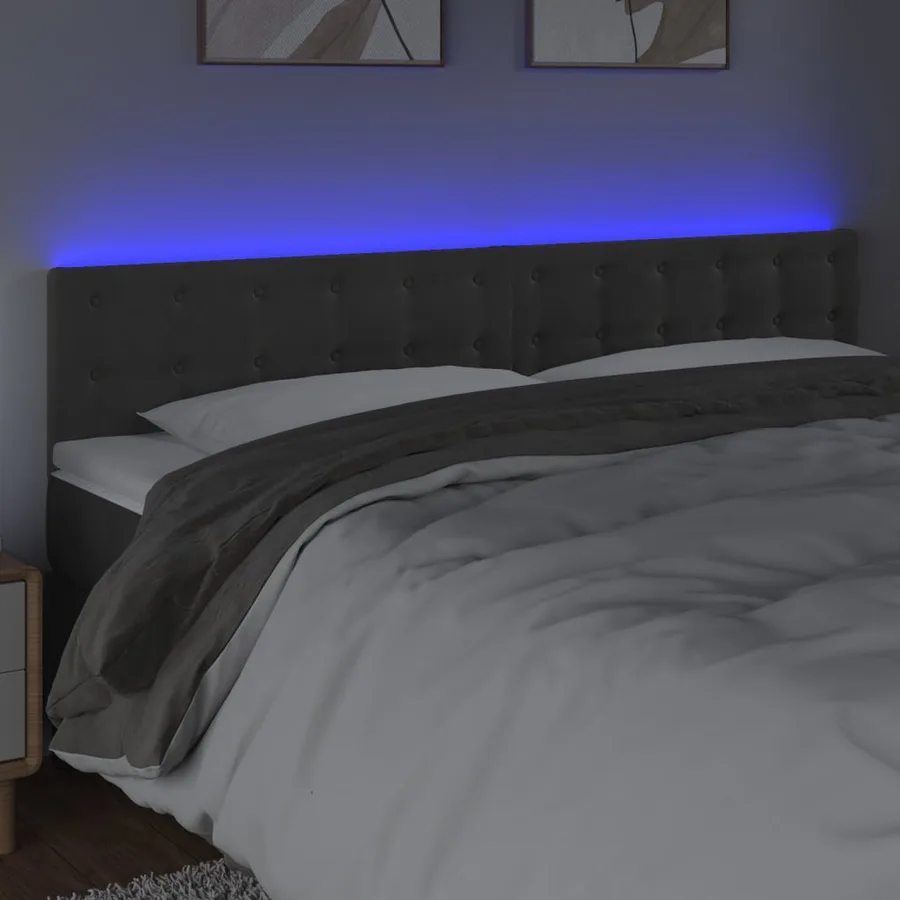 Tête de lit à LED Gris foncé 200x5x78/88 cm Velours - 3