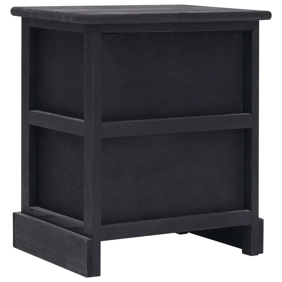 2 pcs Tables de chevet Noir 38x28x45 cm Bois de Paulownia - 5