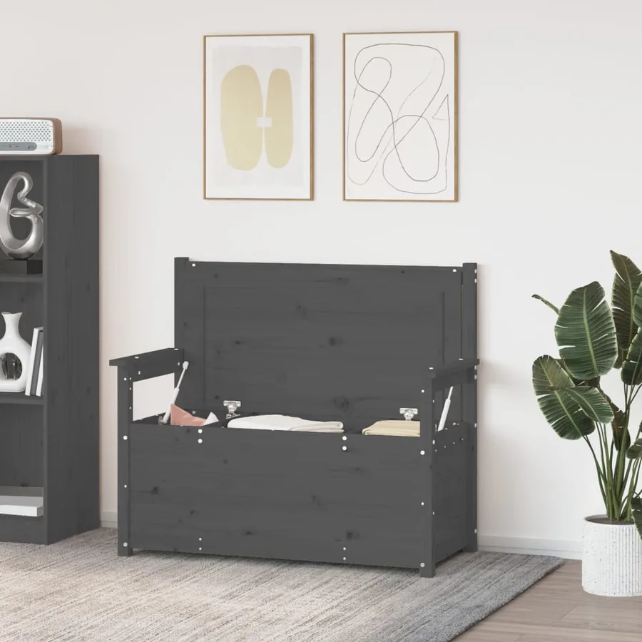 Banc Gris 112,5x51,5x96,5 cm Bois de pin massif - 3