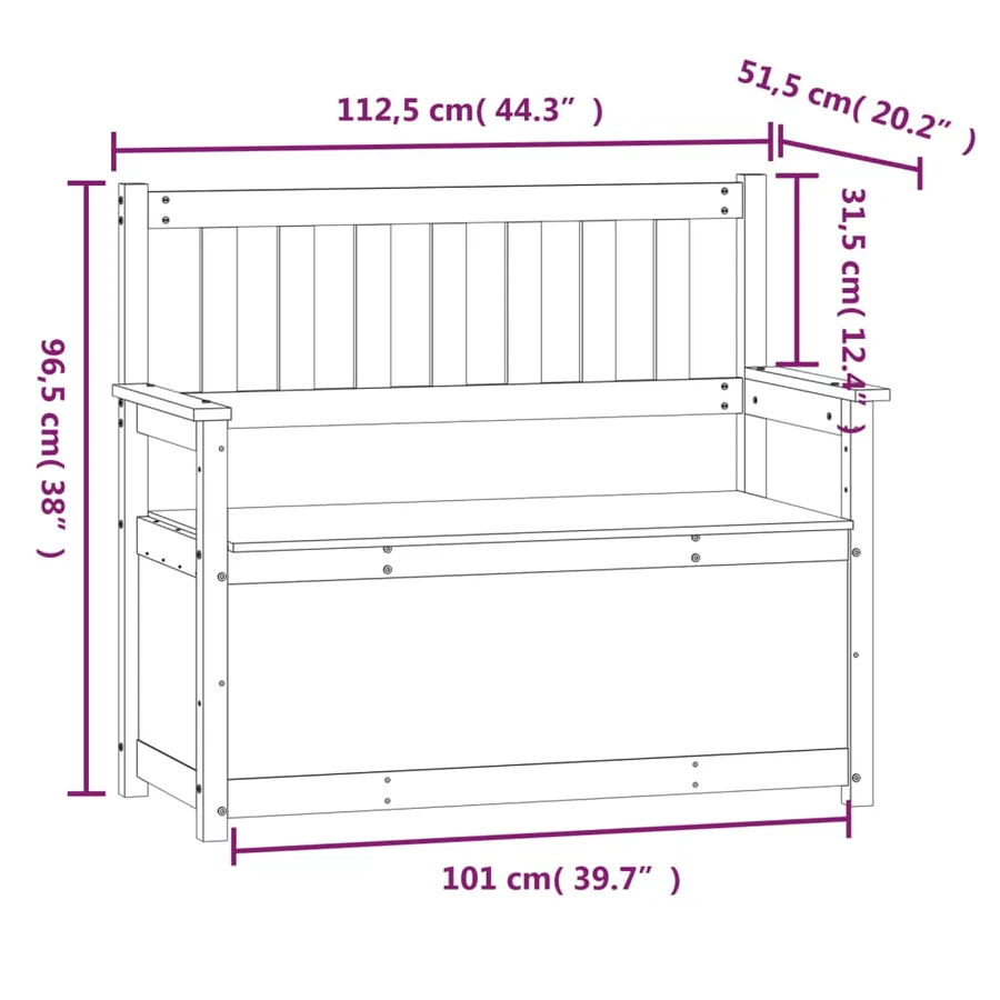 Banc Gris 112,5x51,5x96,5 cm Bois de pin massif - 9