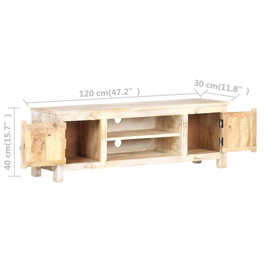 Meuble TV 120x30x40 cm Bois d'acacia brut - 6
