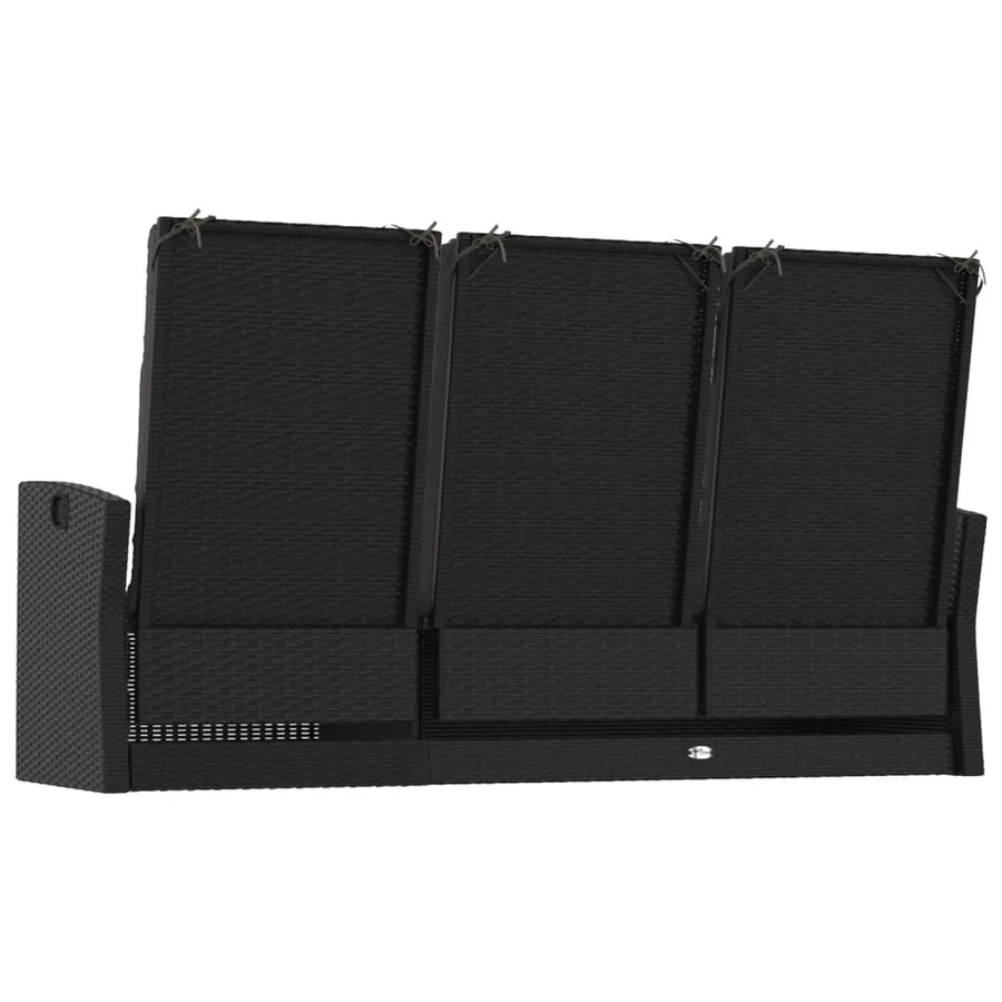 Banc de jardin inclinable et coussins noir 173cm résine tressée - 5