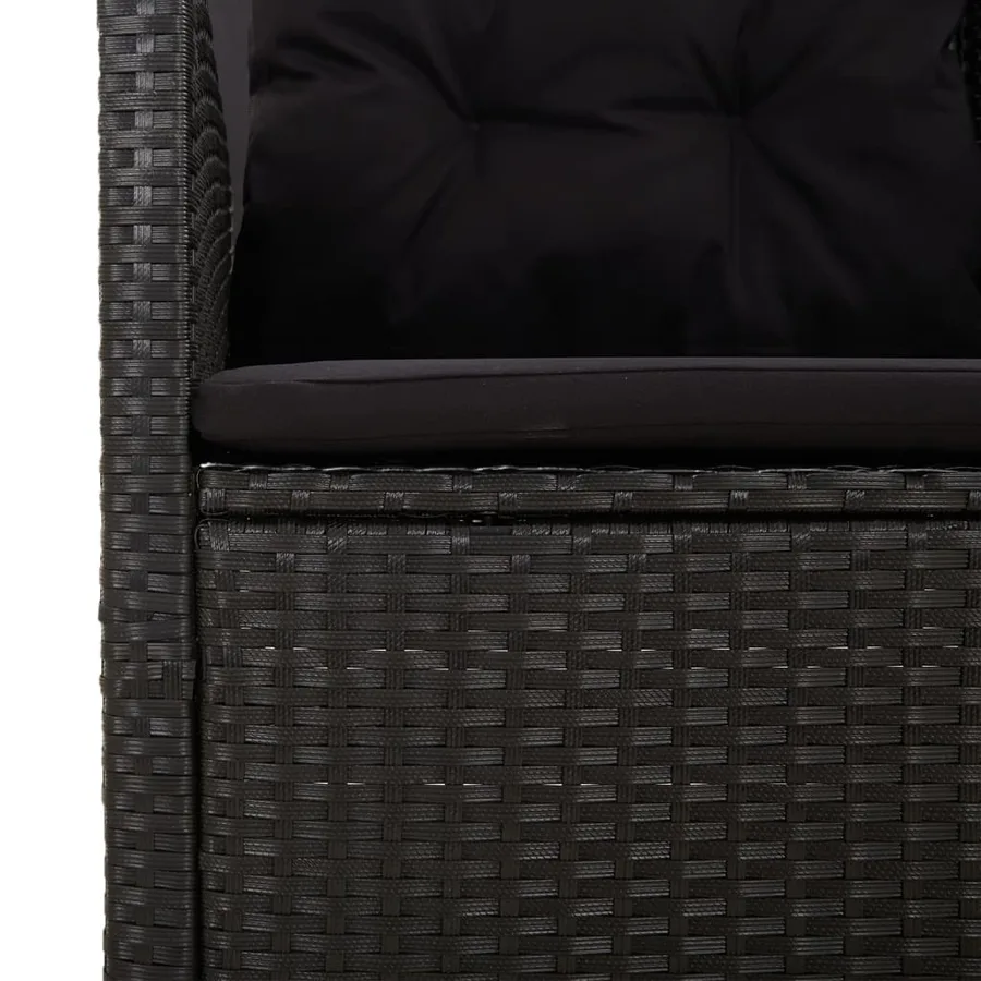 Banc de jardin inclinable et coussins noir 173cm résine tressée - 7