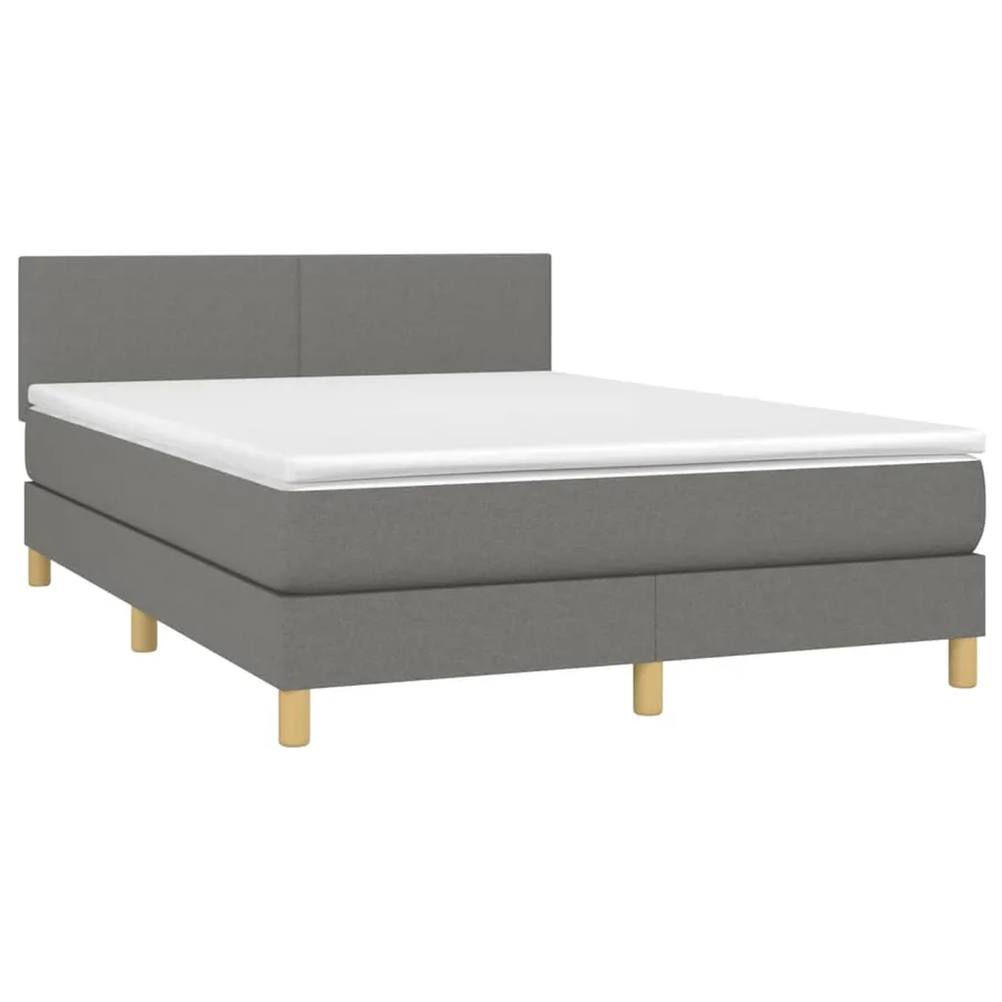Sommier à lattes de lit et matelas et LED Gris foncé 140x190 cm - 3