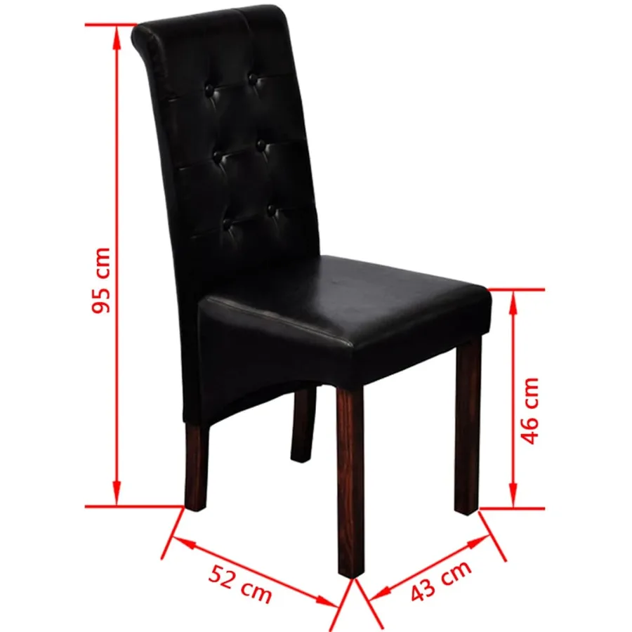Chaises à manger lot de 4 noir similicuir - 6
