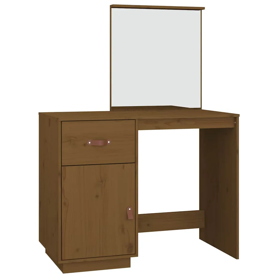 Coiffeuse Marron miel 95x50x134 cm Bois de pin massif - 2