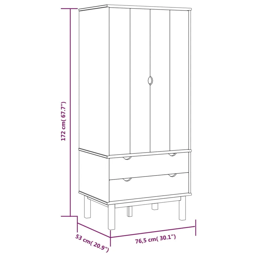 Garde-robe OTTA 76,5x53x172 cm Bois massif de pin - 6