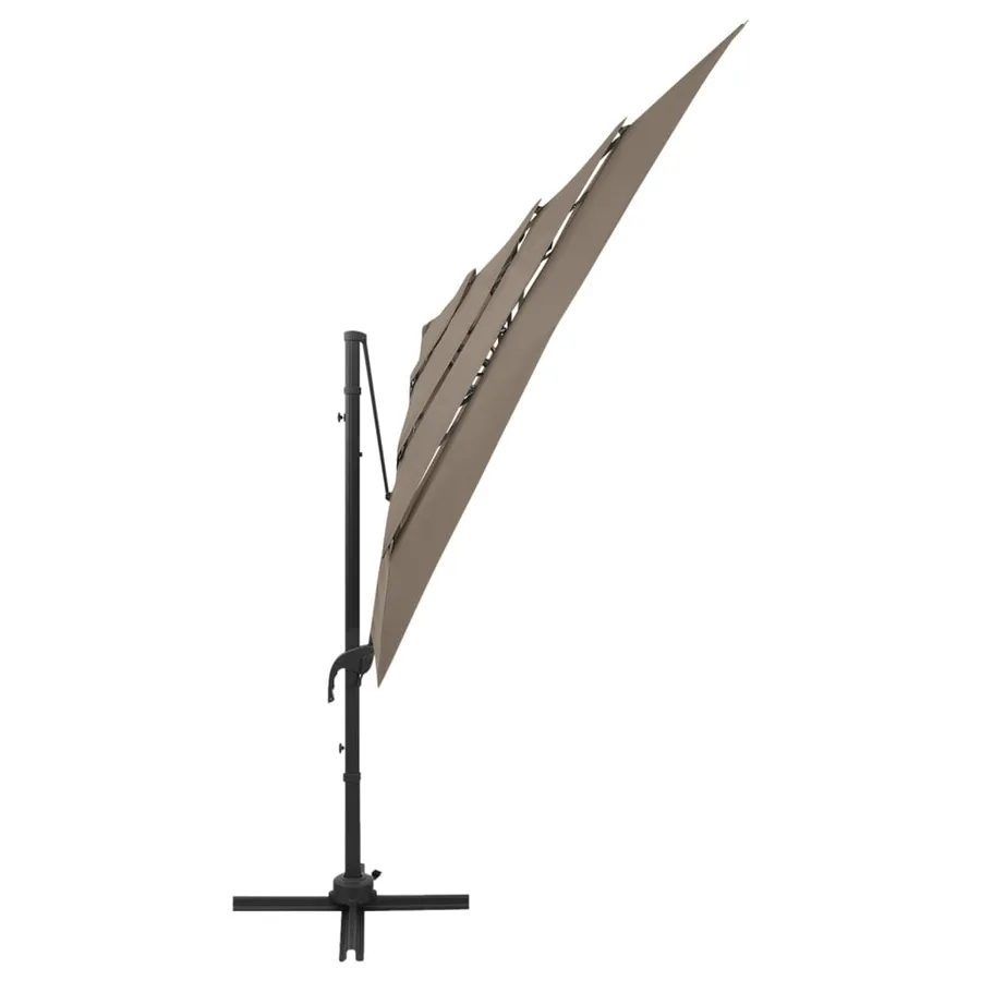 Parasol de jardin à 4 niveaux avec mât en aluminium taupe - 3