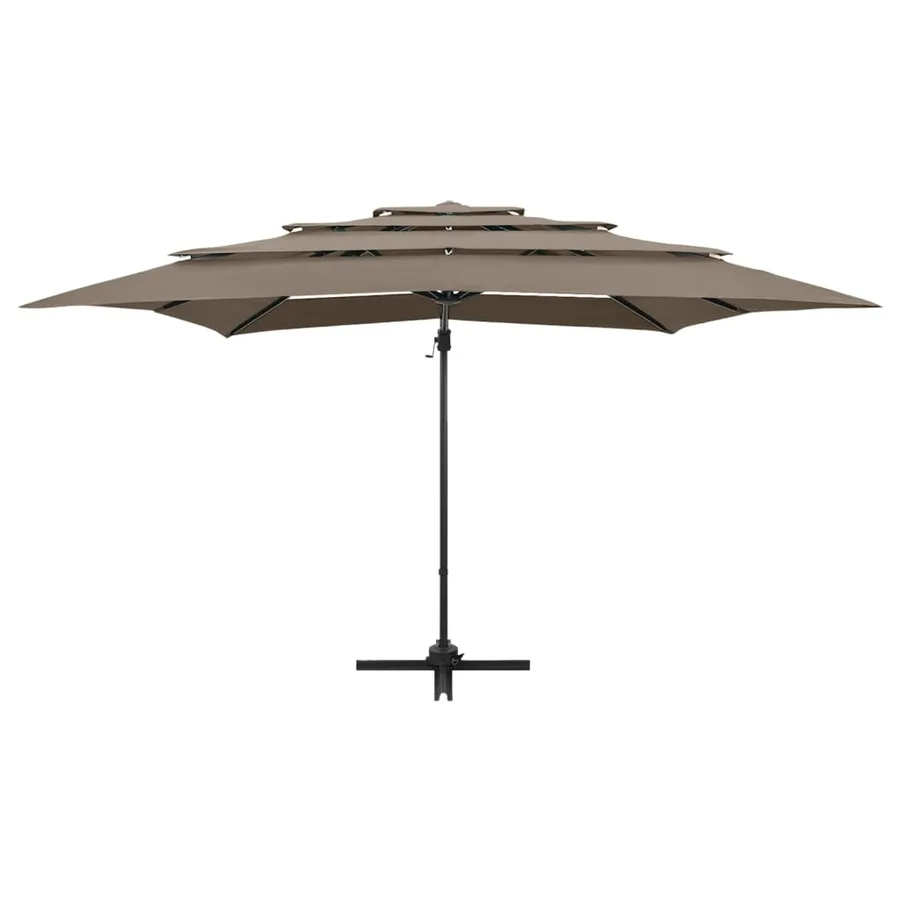 Parasol de jardin à 4 niveaux avec mât en aluminium taupe - 6