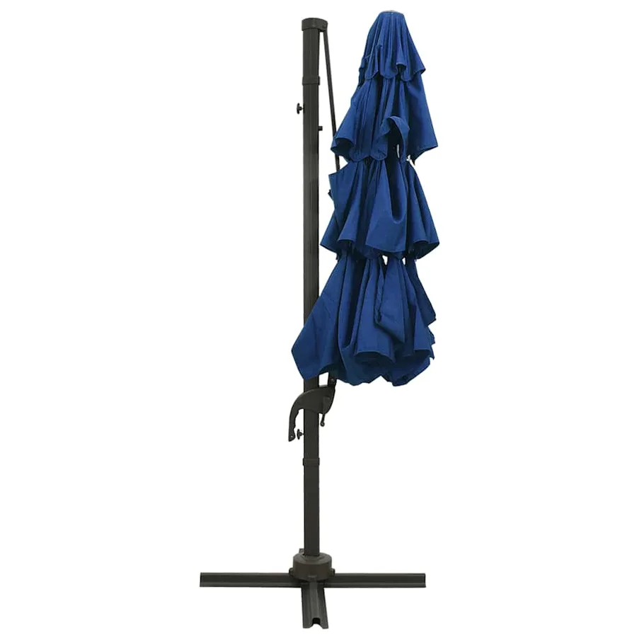 Parasol de jardin à 4 niveaux avec mât en aluminium bleu azuré - 4