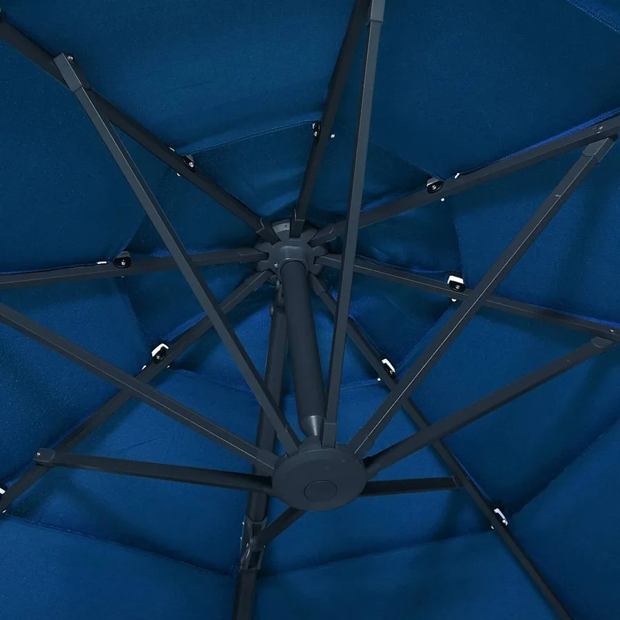 Parasol de jardin à 4 niveaux avec mât en aluminium bleu azuré - 6