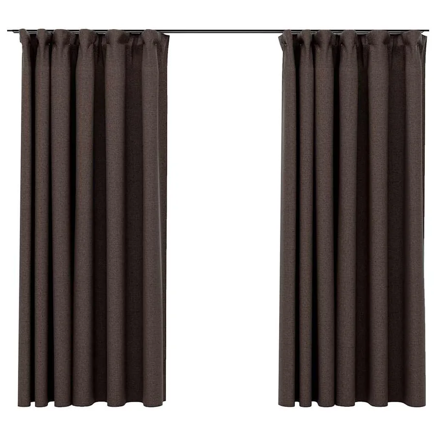 Rideaux occultants aspect lin et crochets 2 pcs Taupe 140x175cm - 2