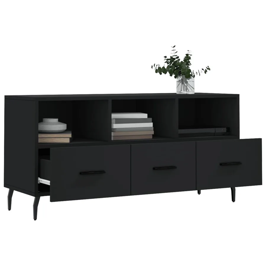 Meuble TV noir 102x36x50 cm bois d'ingénierie - 4