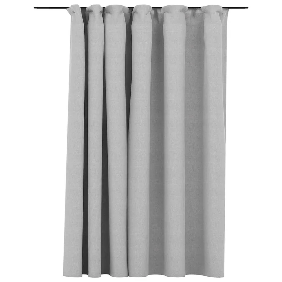 Rideau occultant d'aspect de lin avec crochets Gris 290x245 cm - 2