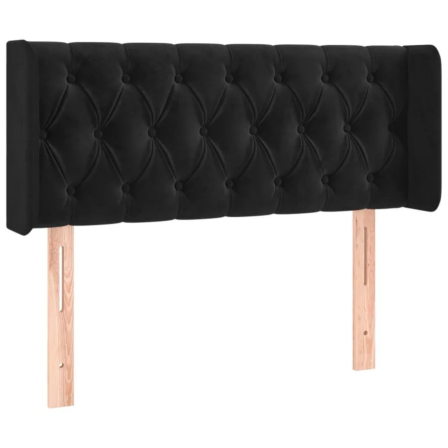 Tête de lit avec oreilles Noir 103x16x78/88 cm Velours - 2