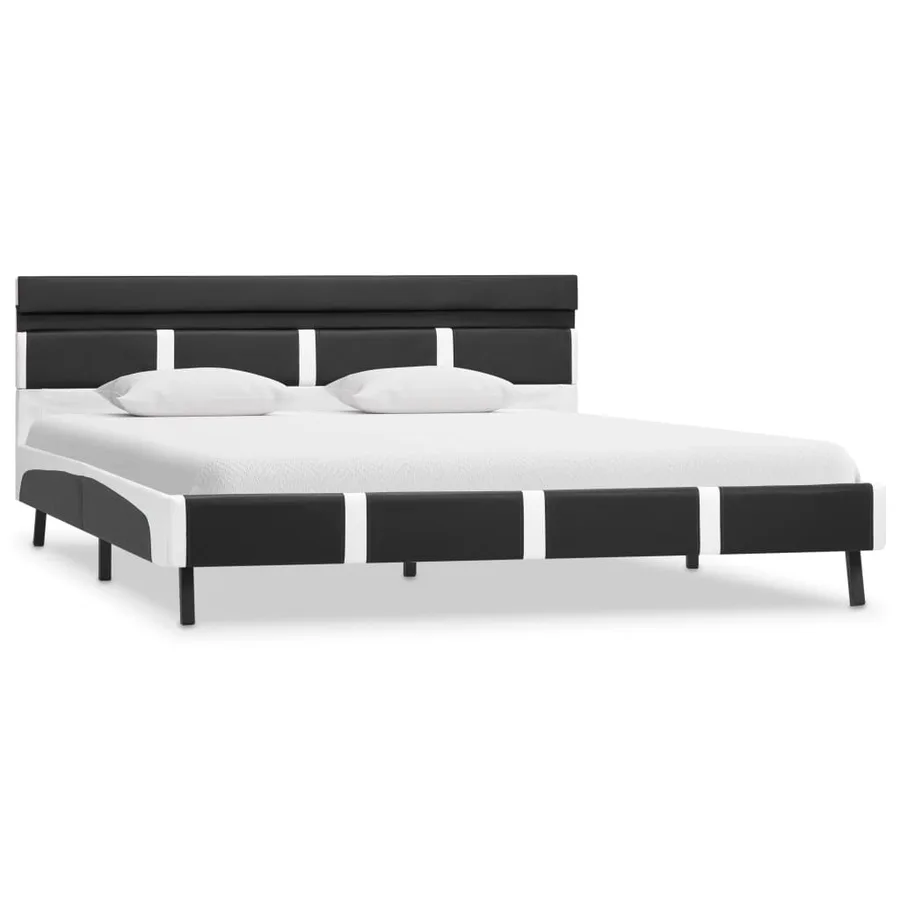 Cadre de lit avec LED sans matelas gris similicuir 140x200 cm - 2