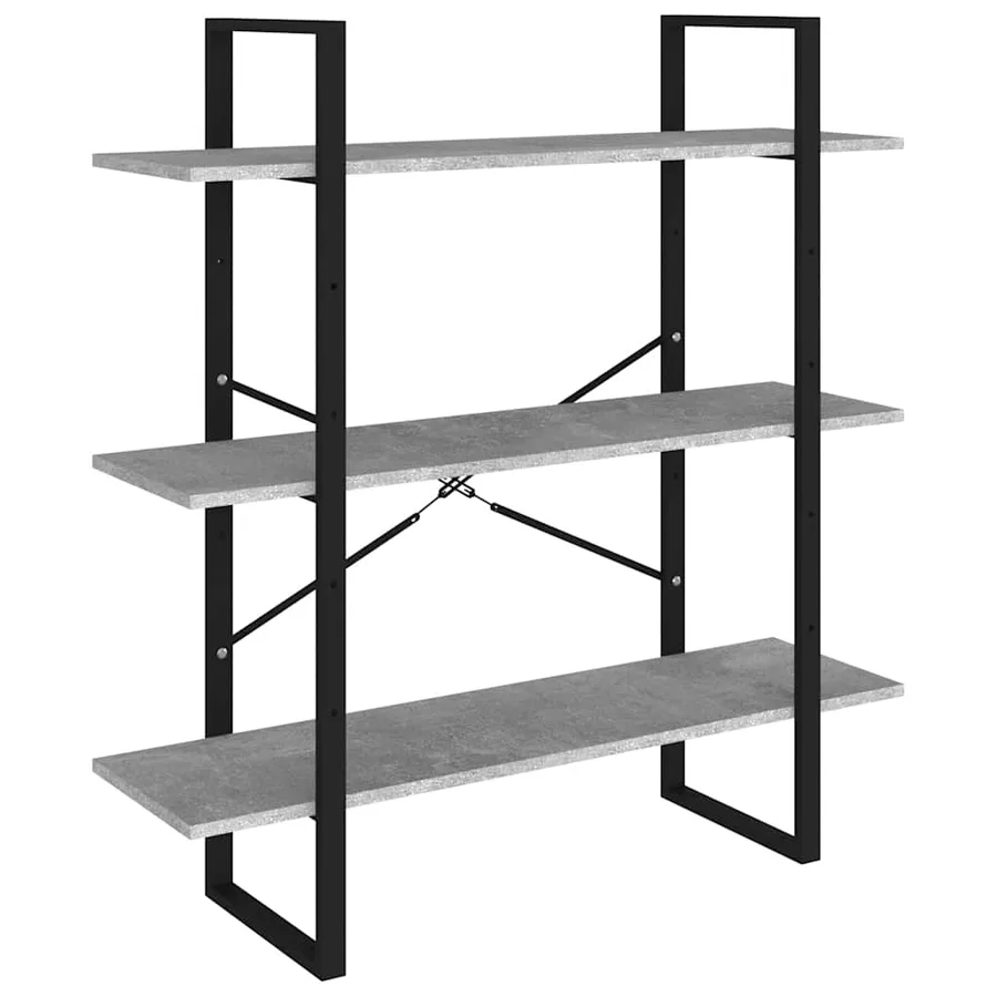 Bibliothèque à 5 niveaux Gris béton 100x30x175 cm - 5