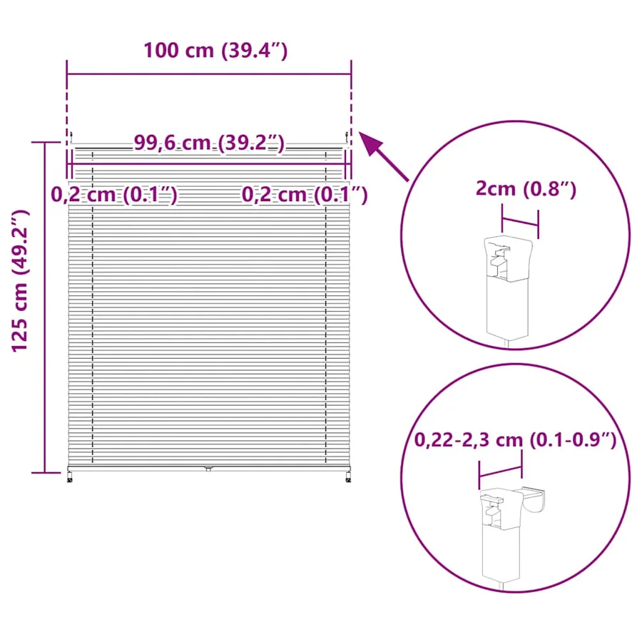 Store plissé 100x125 cm Blanc - 10