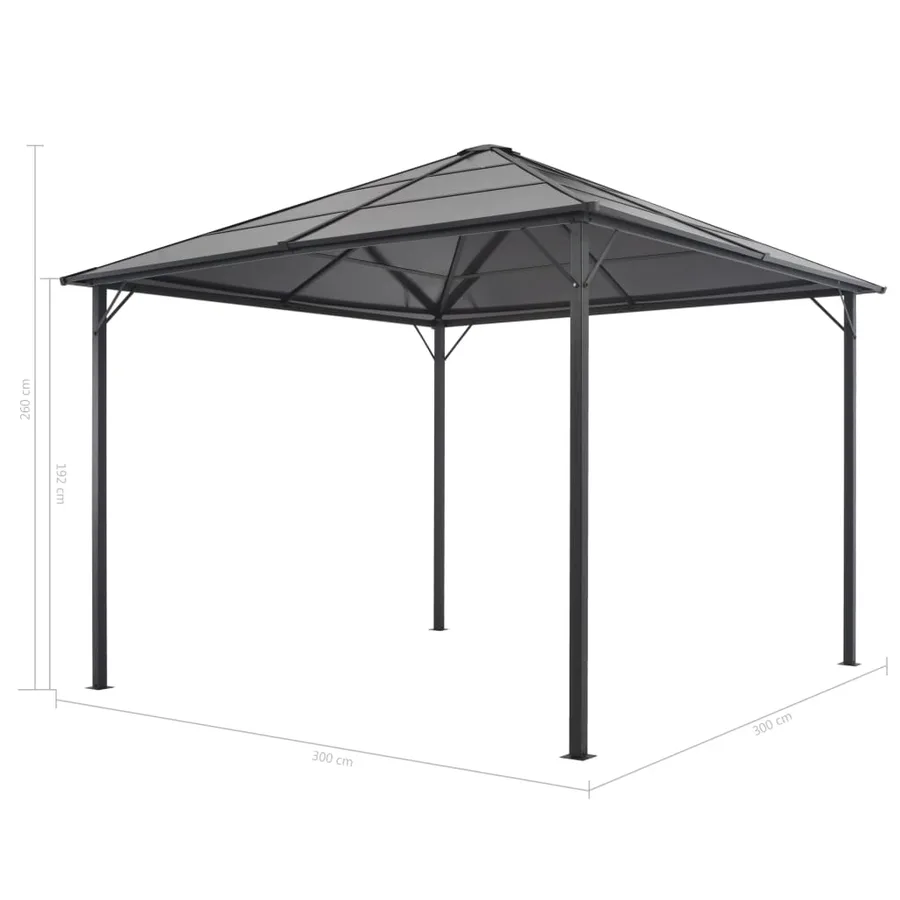 Tonnelle avec toit Aluminium 3x3 m Anthracite - 5