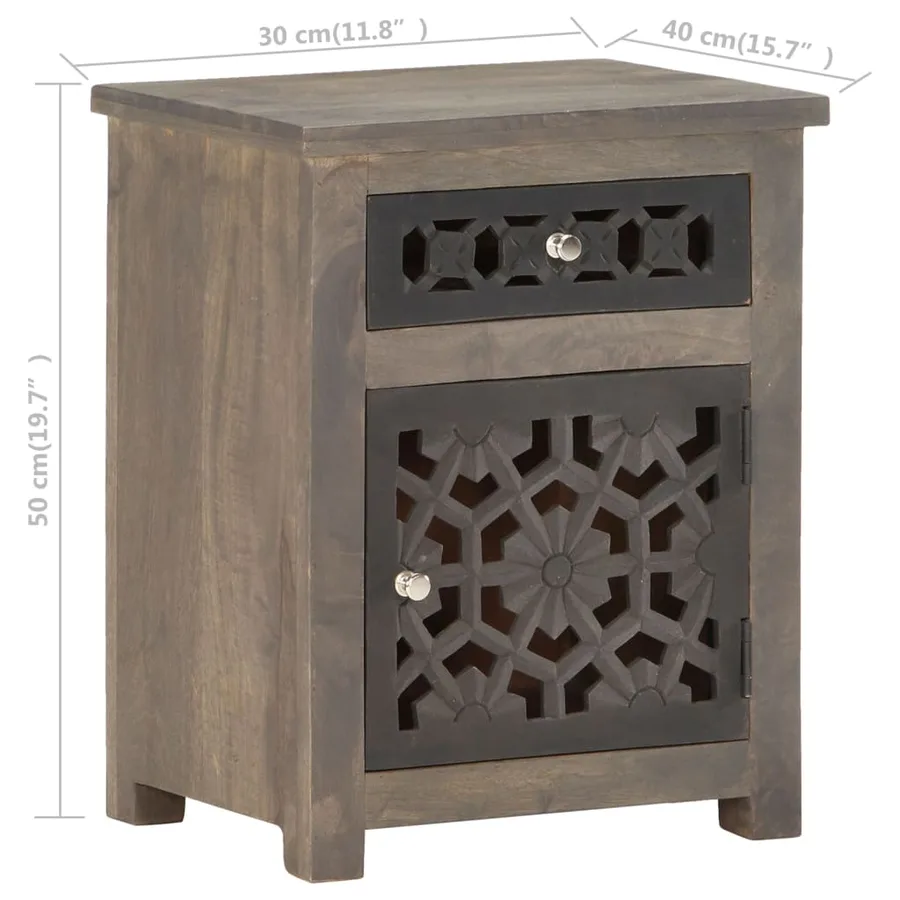 Table de chevet 40x30x50 cm Bois de manguier massif - 6