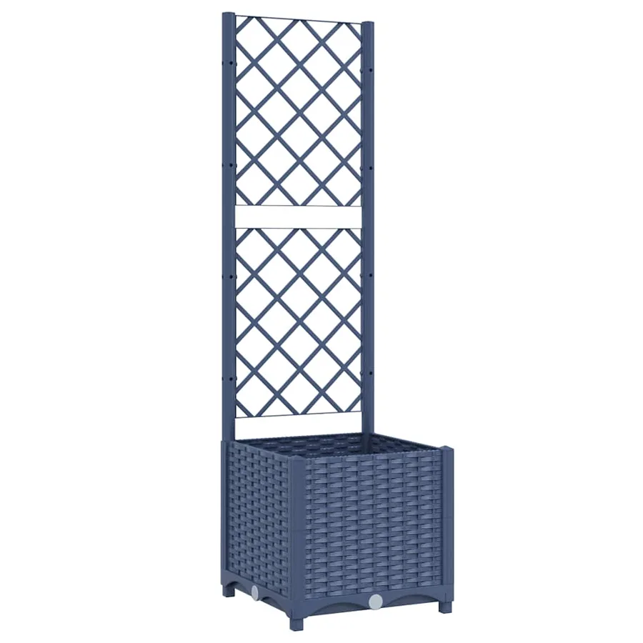 Jardinière de jardin avec treillis Bleu Gris 40x40x136 cm PP - 2
