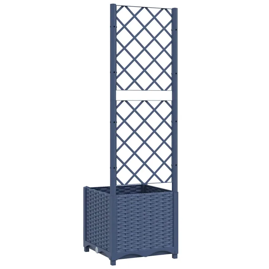 Jardinière de jardin avec treillis Bleu Gris 40x40x136 cm PP - 4