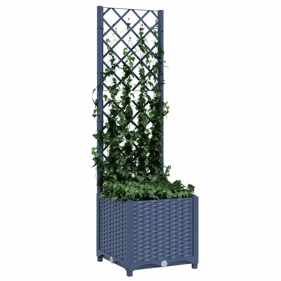 Jardinière de jardin avec treillis Bleu Gris 40x40x136 cm PP - 7