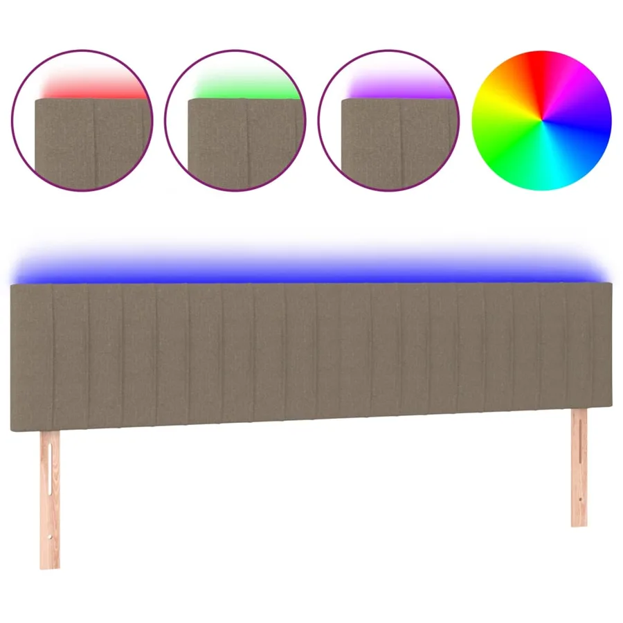 Tête de lit à LED Taupe 160x5x78/88 cm Tissu - 2