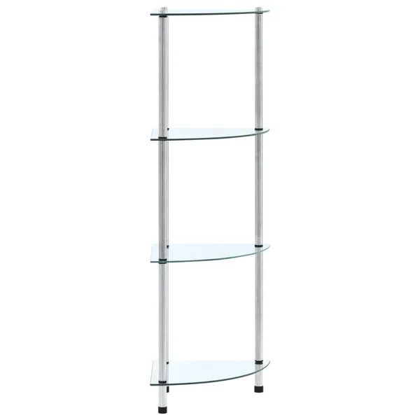 Étagère 4 niveaux Transparent 30x30x100 cm Verre trempé