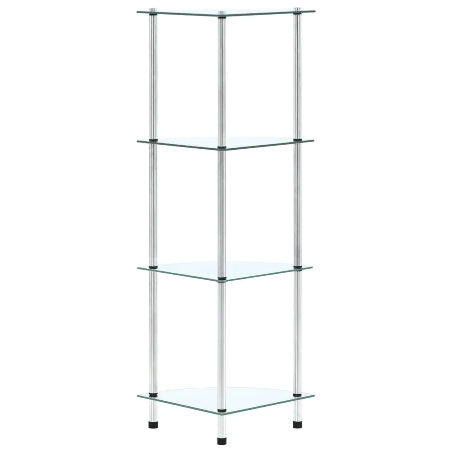 Étagère 4 niveaux Transparent 30x30x100 cm Verre trempé - 2