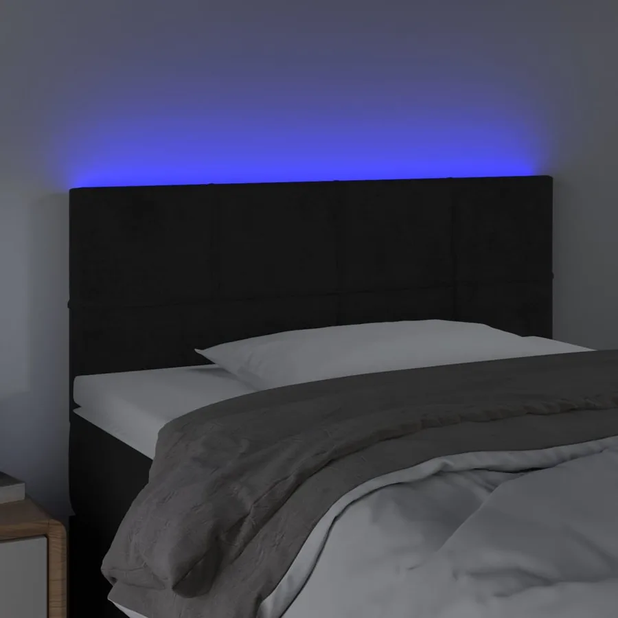 Tête de lit à LED Noir 100x5x78/88 cm Velours - 3