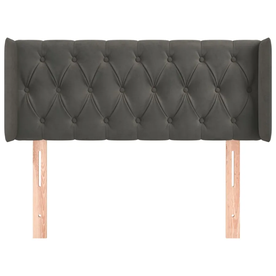 Tête de lit avec oreilles Gris foncé 93x16x78/88 cm Velours - 3