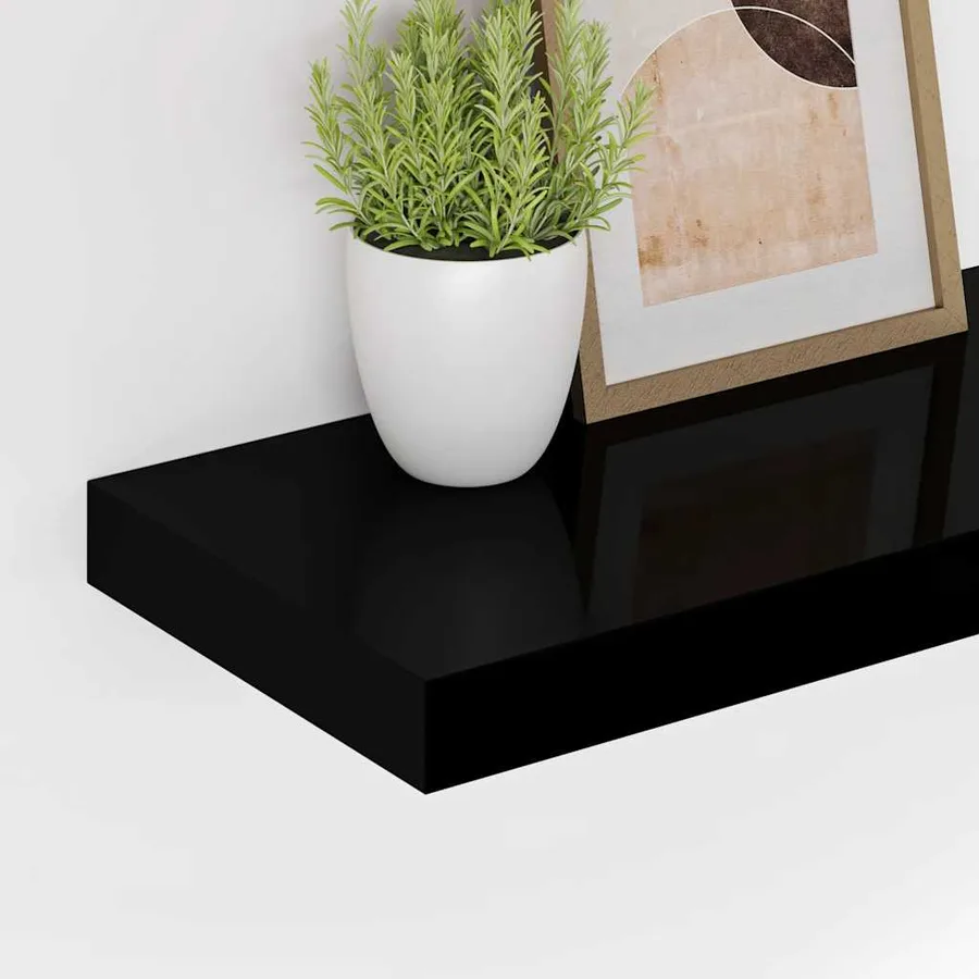 Étagères murales flottantes 4 pcs noir 90x23,5x3,8 cm MDF - 4