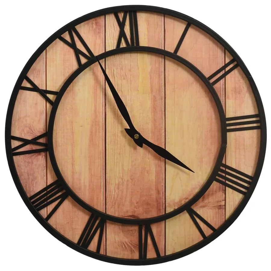 Horloge murale 39 cm Marron et noir MDF et fer - 2