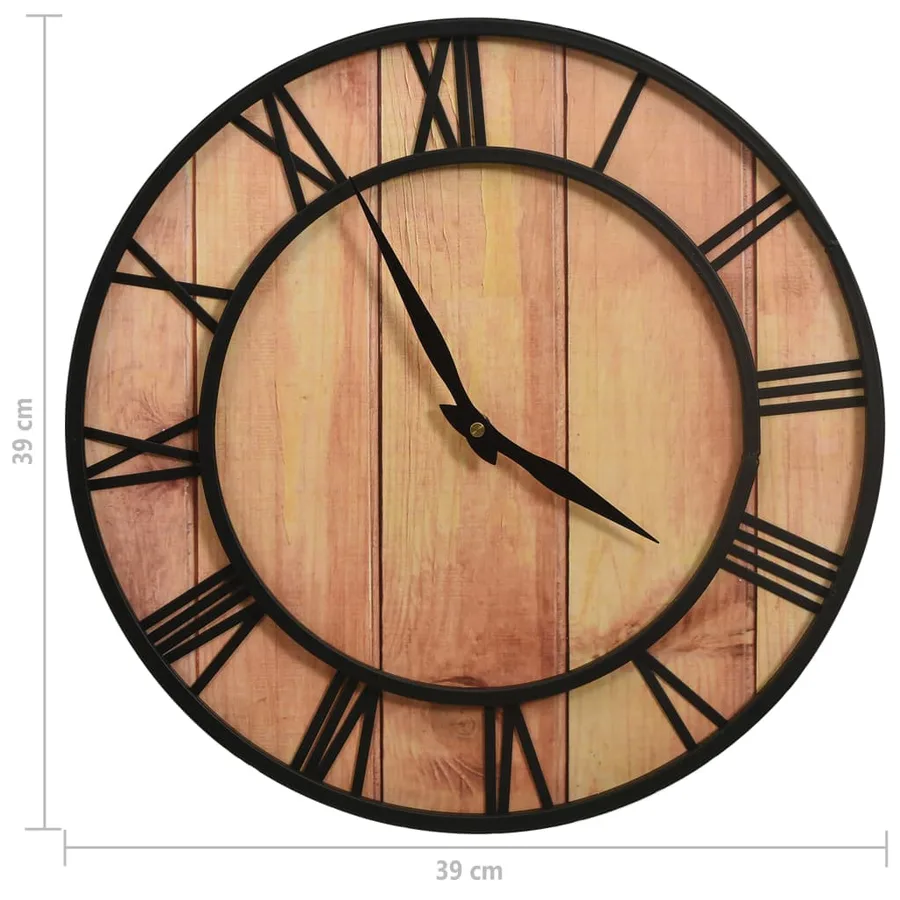 Horloge murale 39 cm Marron et noir MDF et fer - 5