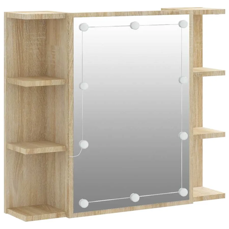 Armoire à miroir avec LED Chêne sonoma 70x16,5x60 cm - 2