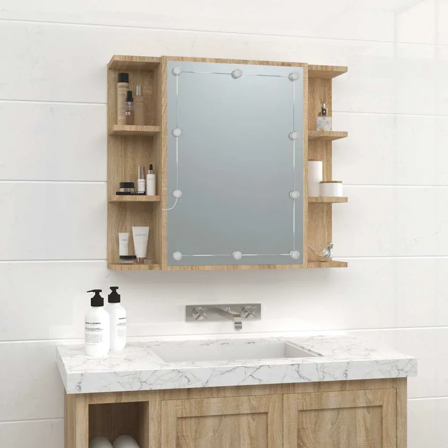 Armoire à miroir avec LED Chêne sonoma 70x16,5x60 cm - 4