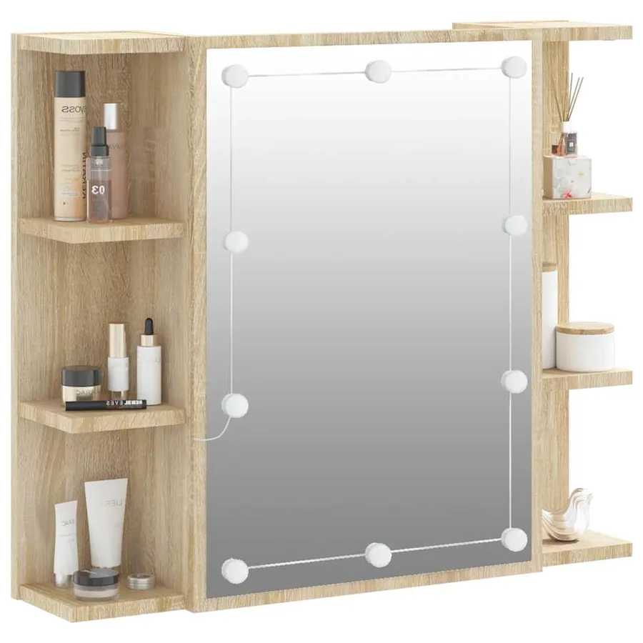 Armoire à miroir avec LED Chêne sonoma 70x16,5x60 cm - 6