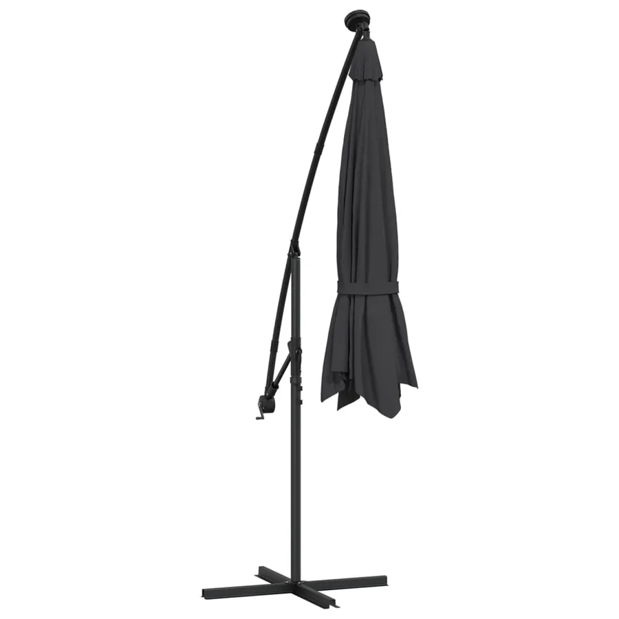 Parasol de jardin en porte-à-faux et lumières LED mât en acier - 8