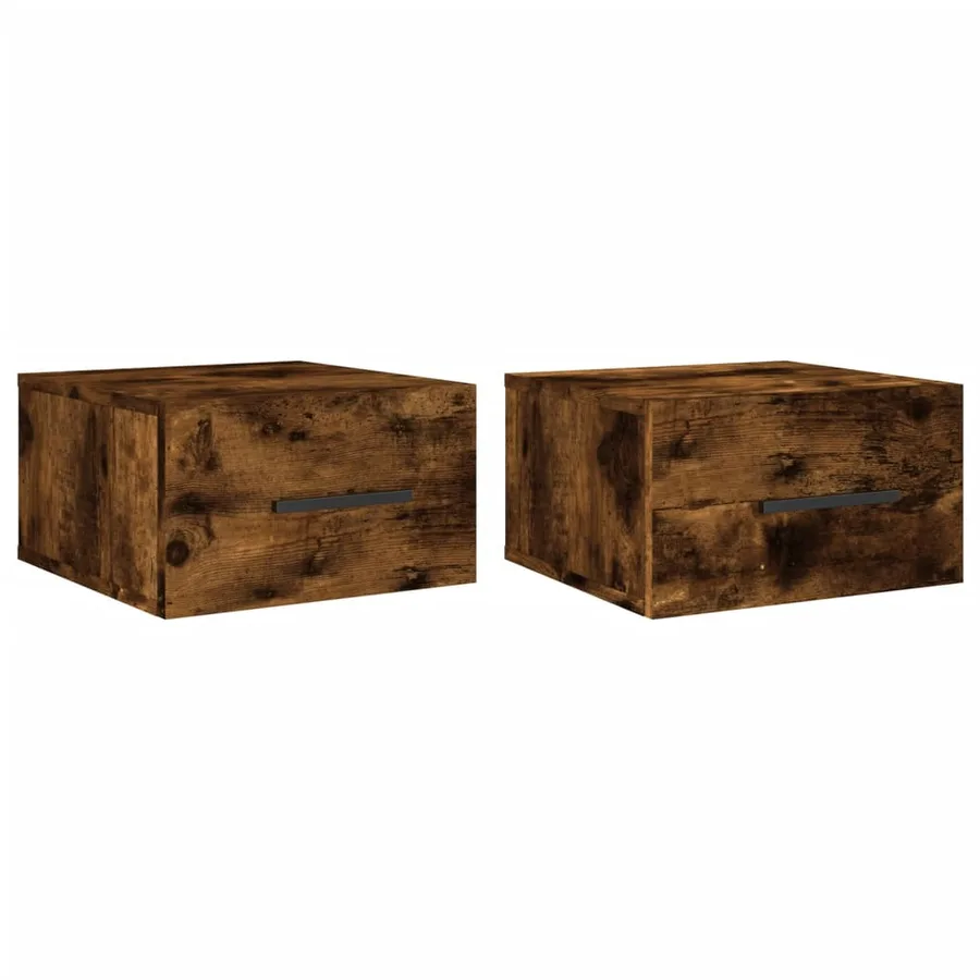 Tables de chevet murales 2 pcs chêne fumé 35x35x20 cm - 2