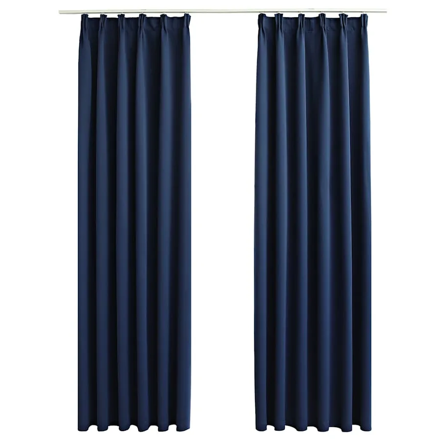 Rideaux occultants avec crochets 2 pcs Bleu 140x225 cm - 2