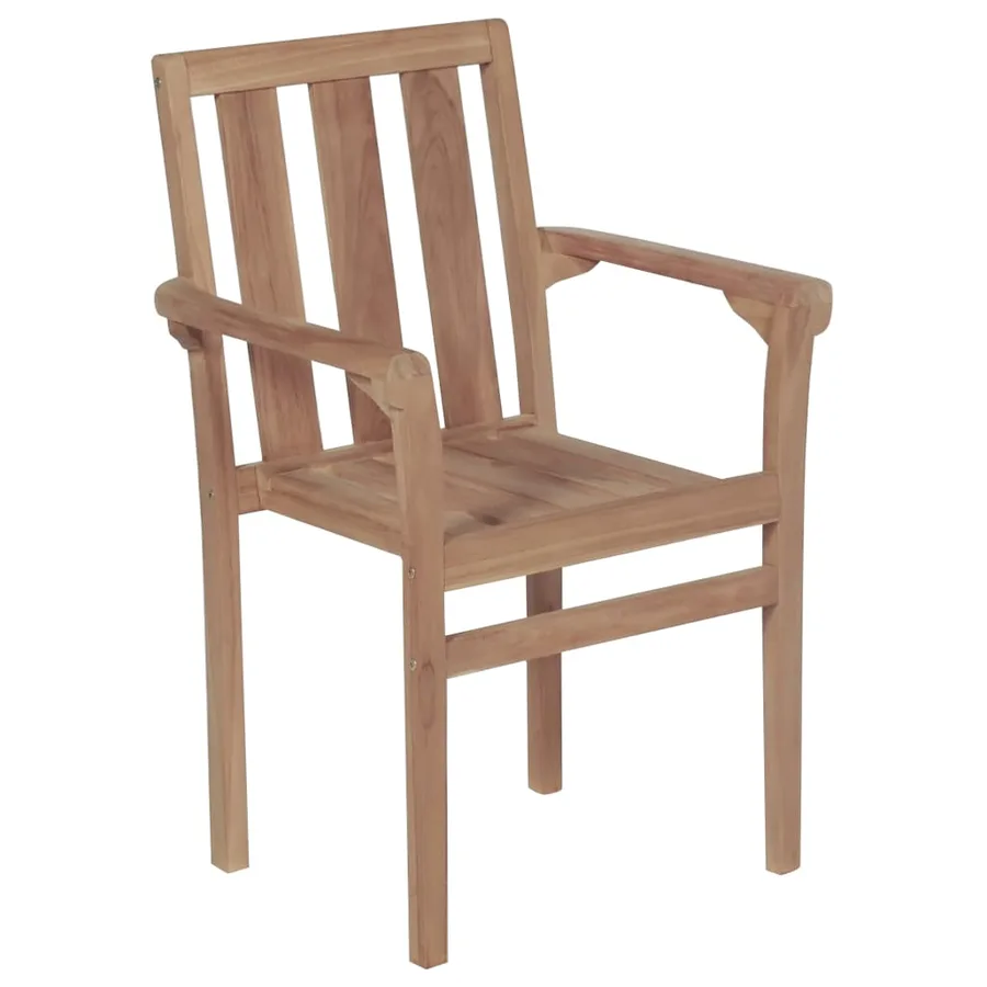 Chaises empilables de jardin lot de 2 Bois de teck solide - 2