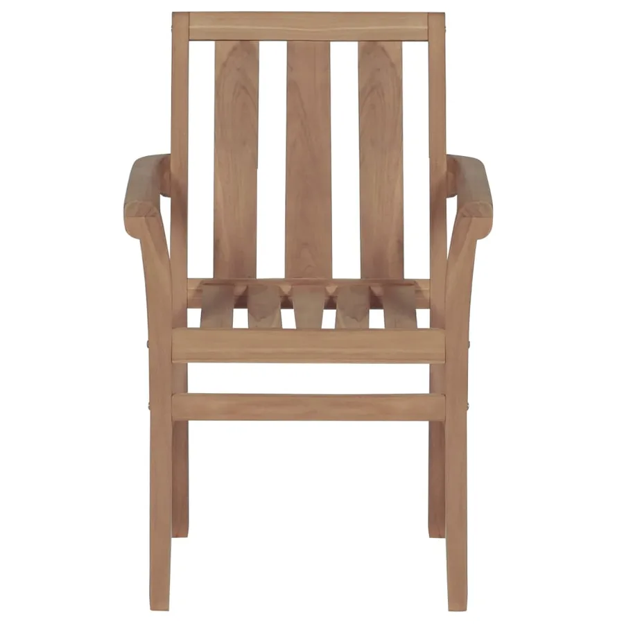 Chaises empilables de jardin lot de 2 Bois de teck solide - 3