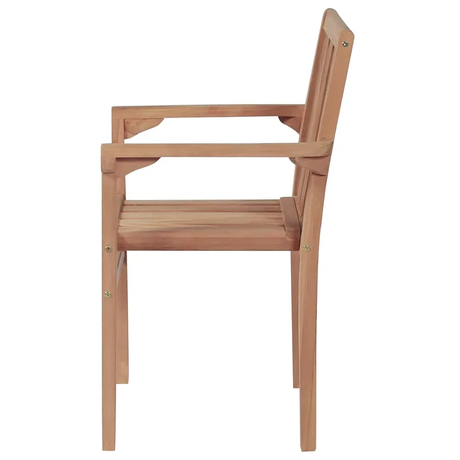 Chaises empilables de jardin lot de 2 Bois de teck solide - 4