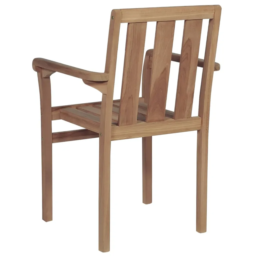 Chaises empilables de jardin lot de 2 Bois de teck solide - 5