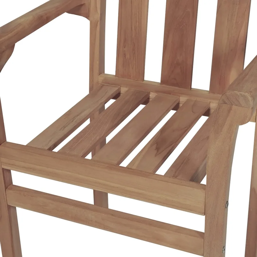 Chaises empilables de jardin lot de 2 Bois de teck solide - 7