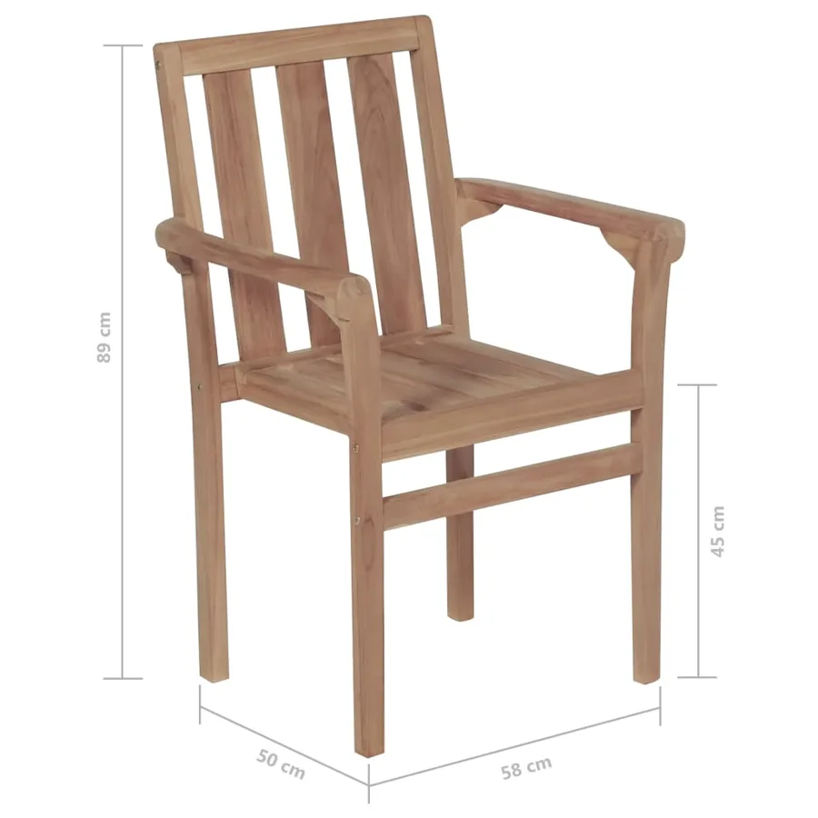 Chaises empilables de jardin lot de 2 Bois de teck solide - 8